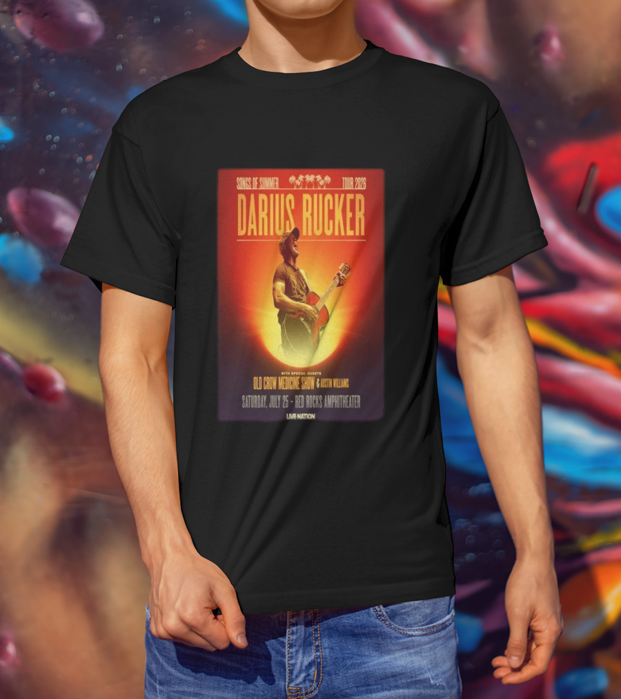 Songs Of Summer Tour 2026 Darius Rucker With Old Crow Medicine Show And Austin Williams Live At Red Rocks Amphitheater July 25 T-Shirt
