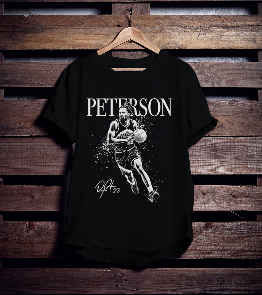 Peterson Utah Jazz Darryn Peterson Basketball Art Mono 22 T-Shirt