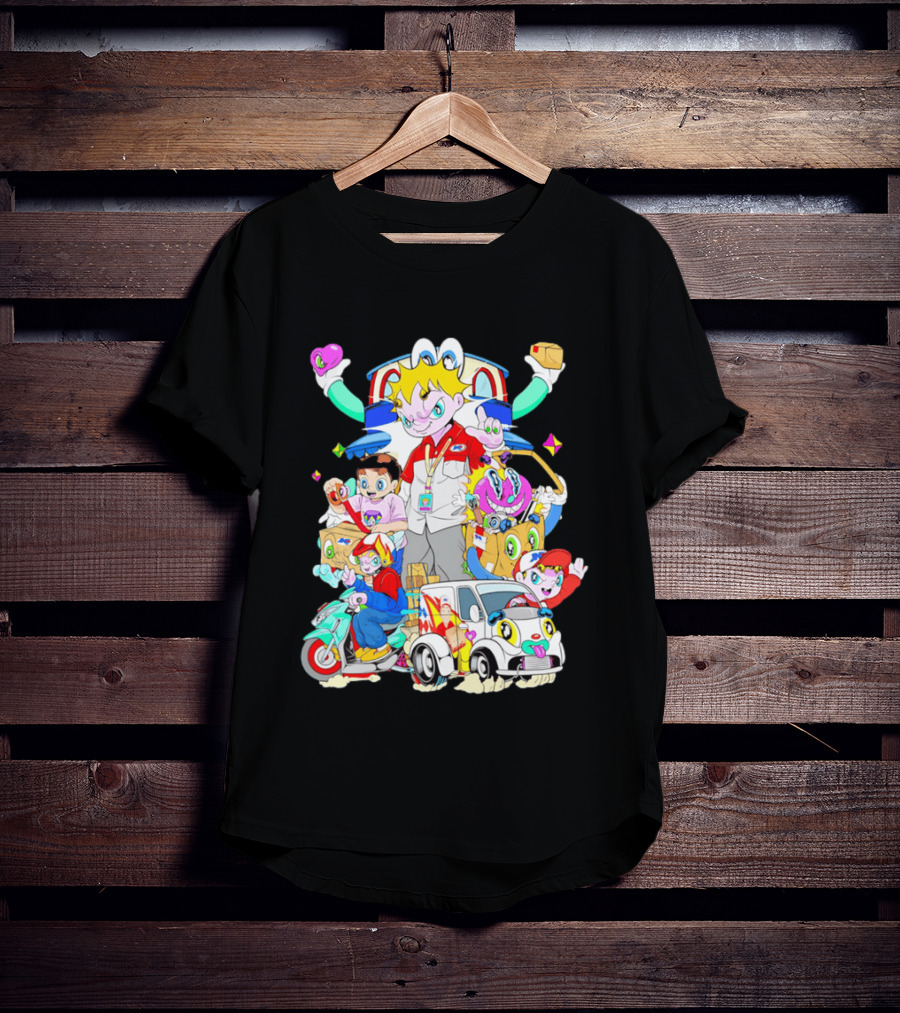 JNE Express Delivery Cartoon Characters And Van Fun Anime T-Shirt