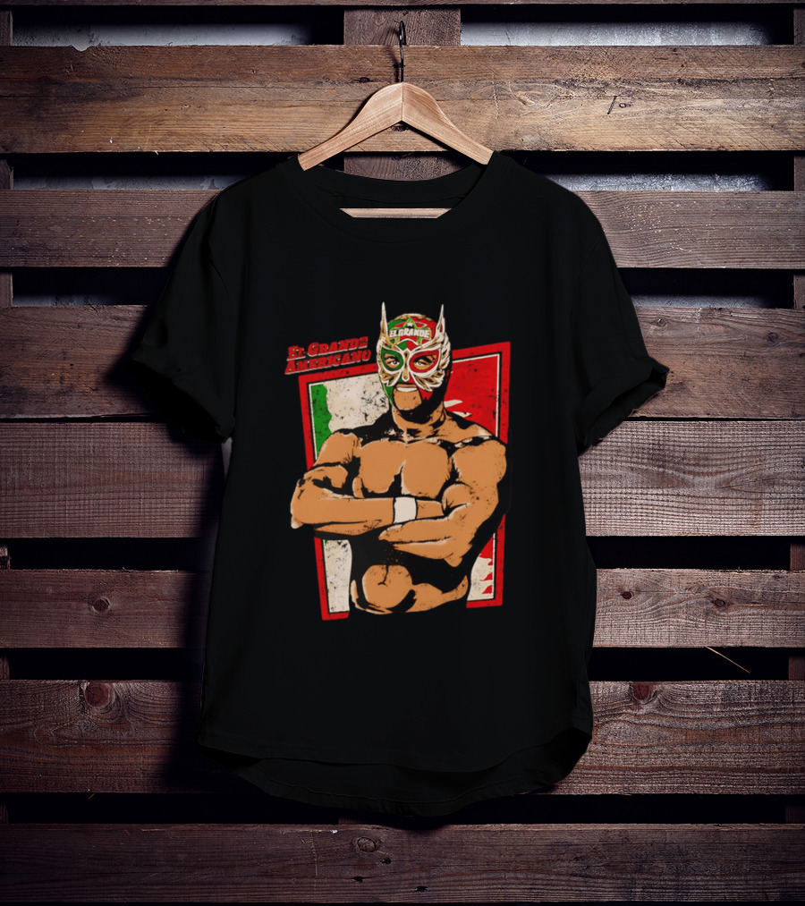 El Grande Americano Lucha Libre Wrestler Mexican Flag Masked Hero T-Shirt