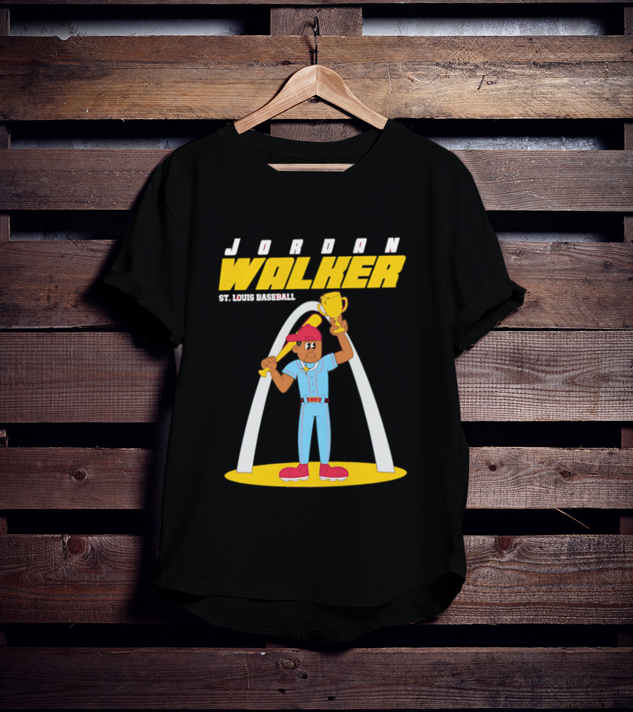 Jordan Walker St. Louis Baseball Animated Trophy Celebration T-Shirt