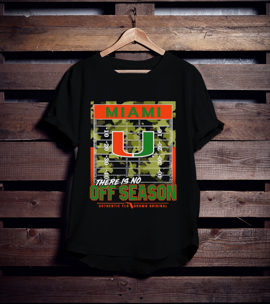 Miami Hurricanes U No Off Season Football Field Camo T-Shirt