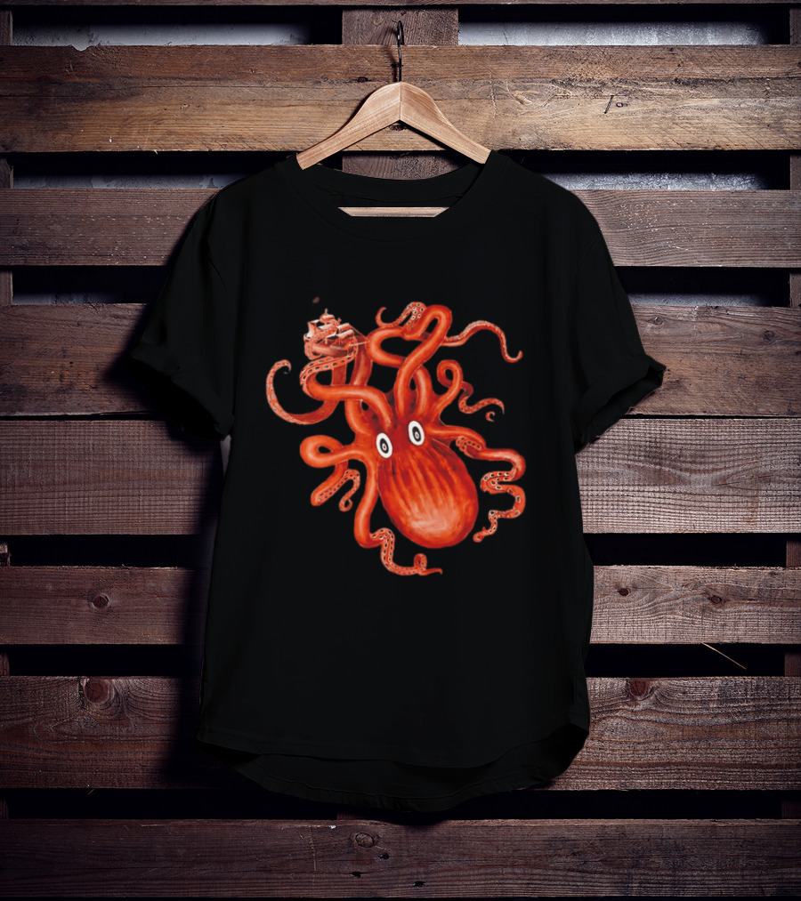 Kraken Vs Ship Nautical Adventure Monster T-Shirt
