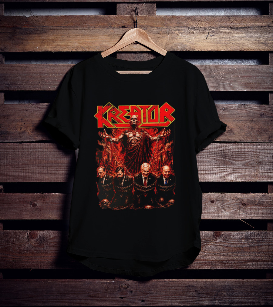 Kreator Devil Symbolism With Chilean Politicians Bound In Chains T-Shirt