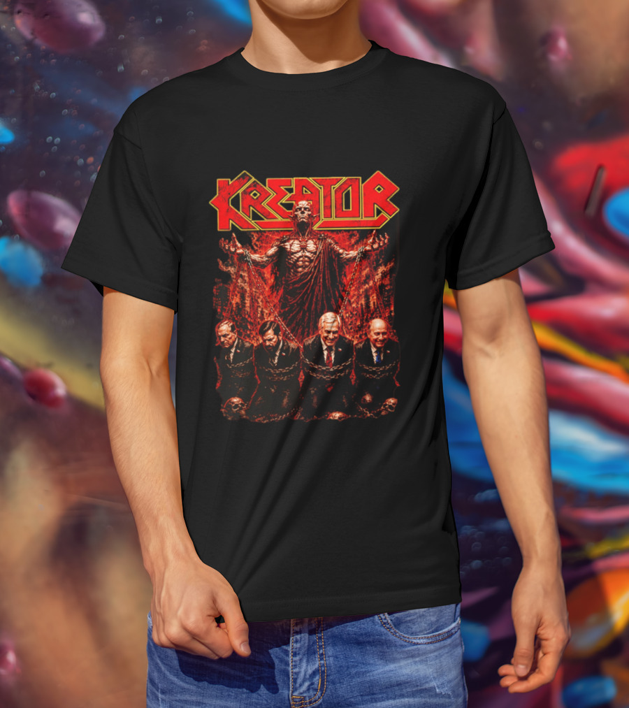 Kreator Devil Symbolism With Chilean Politicians Bound In Chains T-Shirt