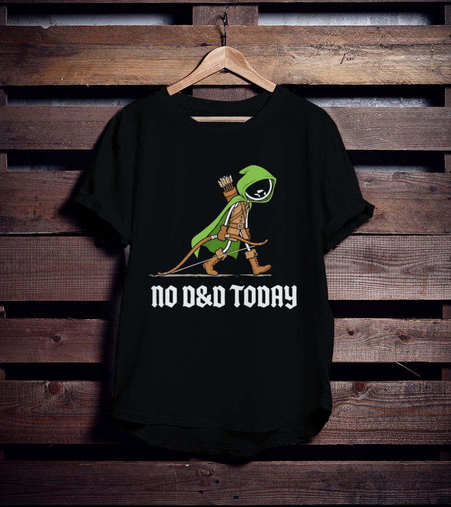 No D&D Today Ranger Cartoon Archer Green Hood Bow And Arrows T-Shirt