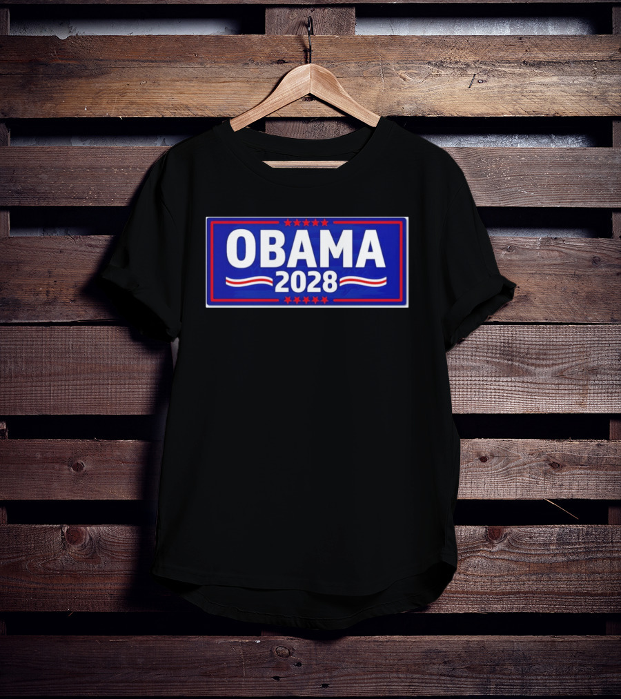 Obama 2028 Stars Stripes Political Campaign T-Shirt