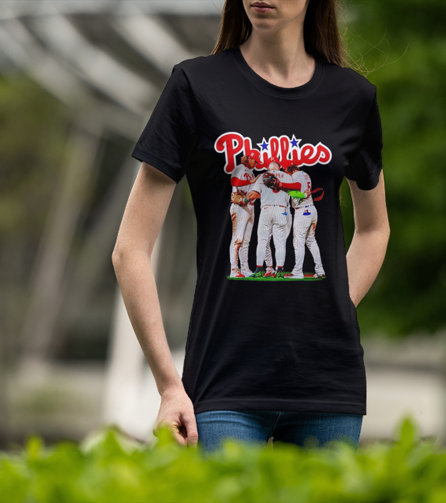 Philadelphia Phillies Team Huddle Harper '26 Baseball Collaboration T-Shirt