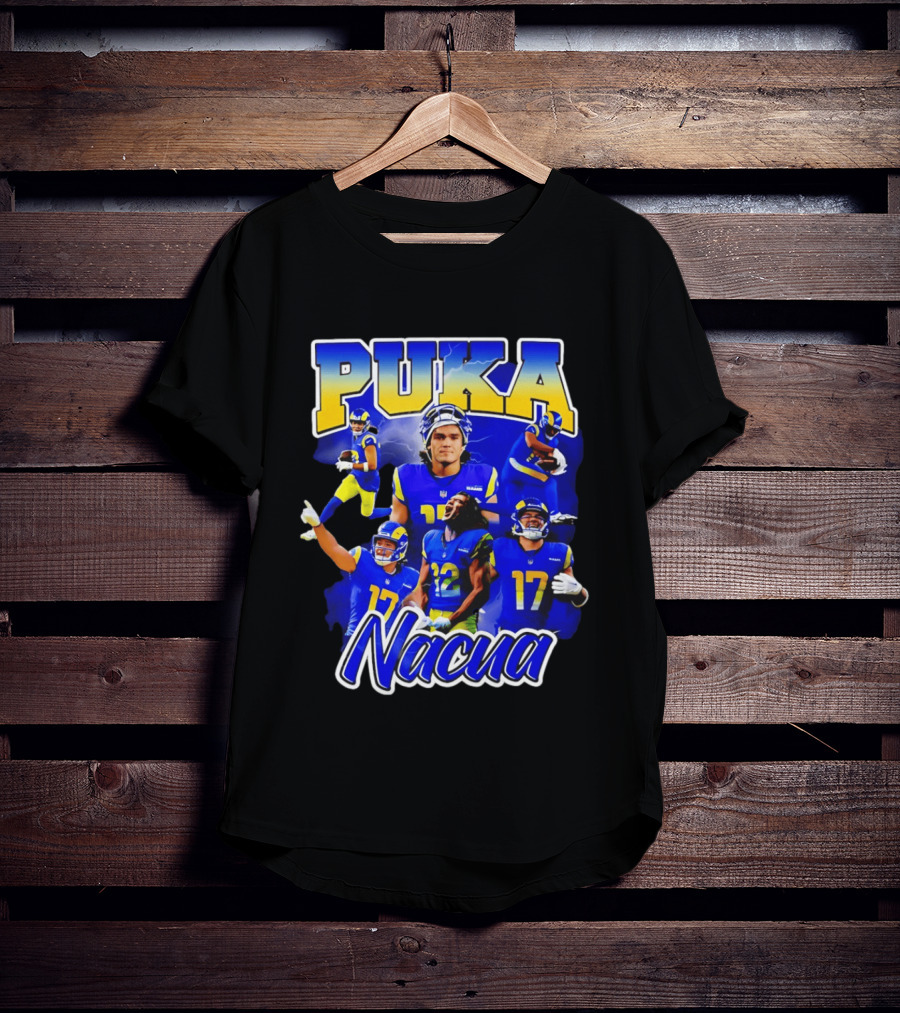 Puka Nacua Los Angeles Rams 17 Football Player Collage T-Shirt