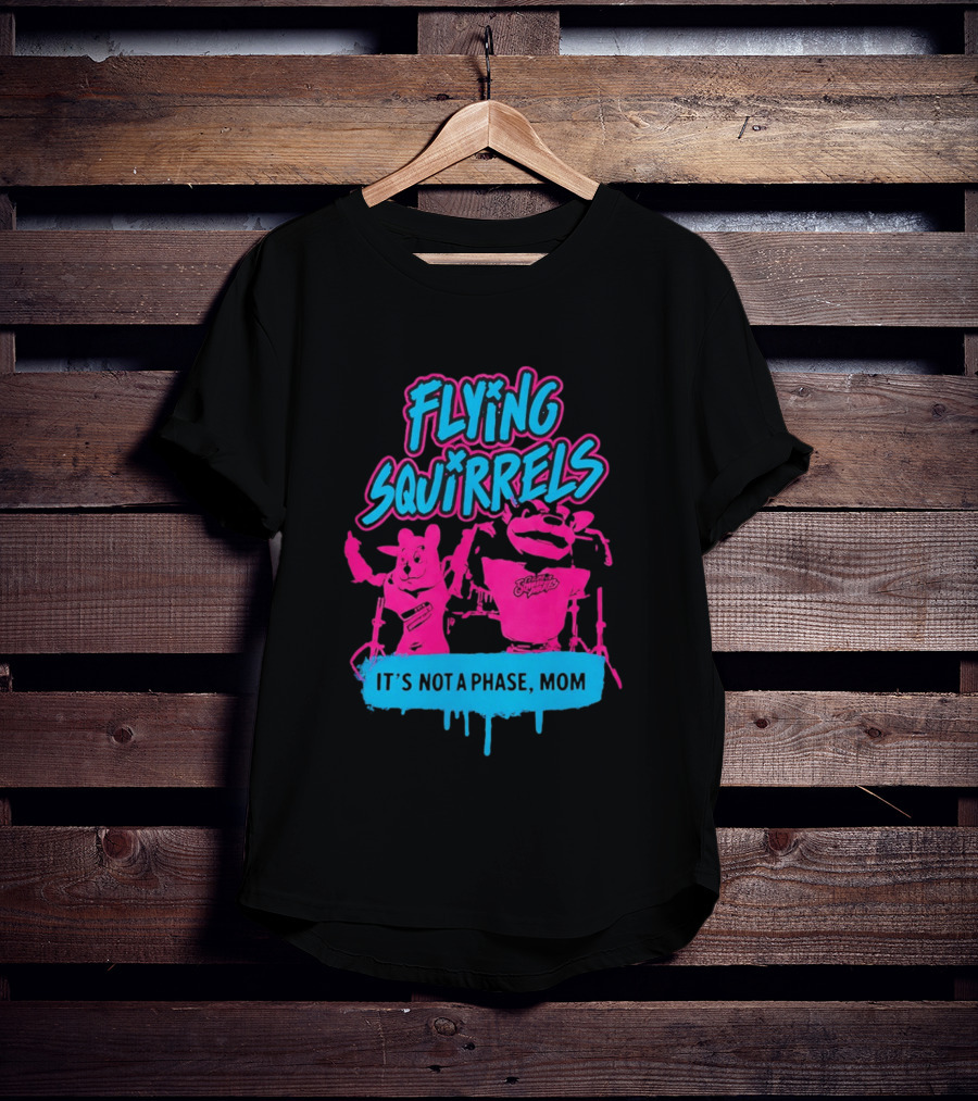 Richmond Flying Squirrels It's Not A Phase Mom Neon Squirrel Characters T-Shirt