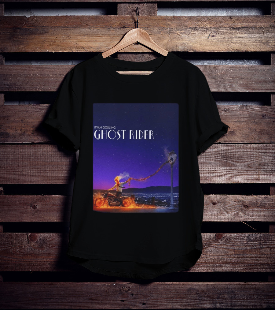 Ryan Gosling Ghost Rider Meets La La Land Lamppost Scene T-Shirt