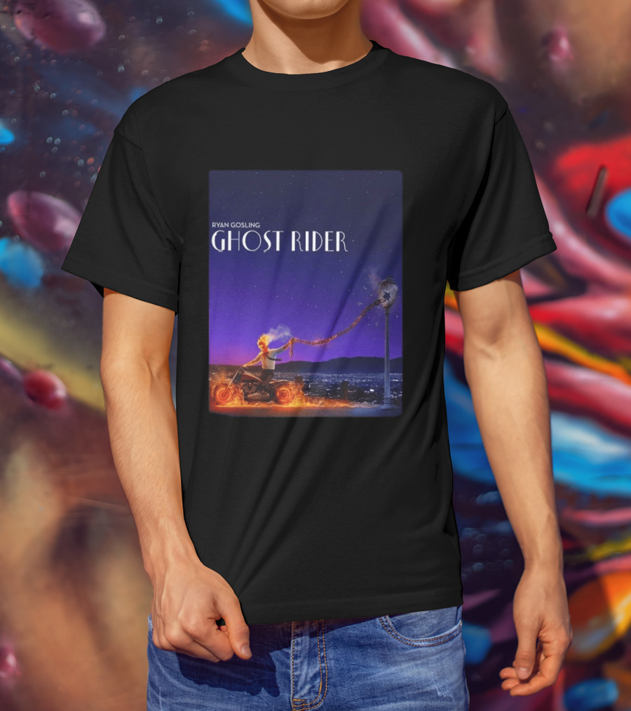 Ryan Gosling Ghost Rider Meets La La Land Lamppost Scene T-Shirt