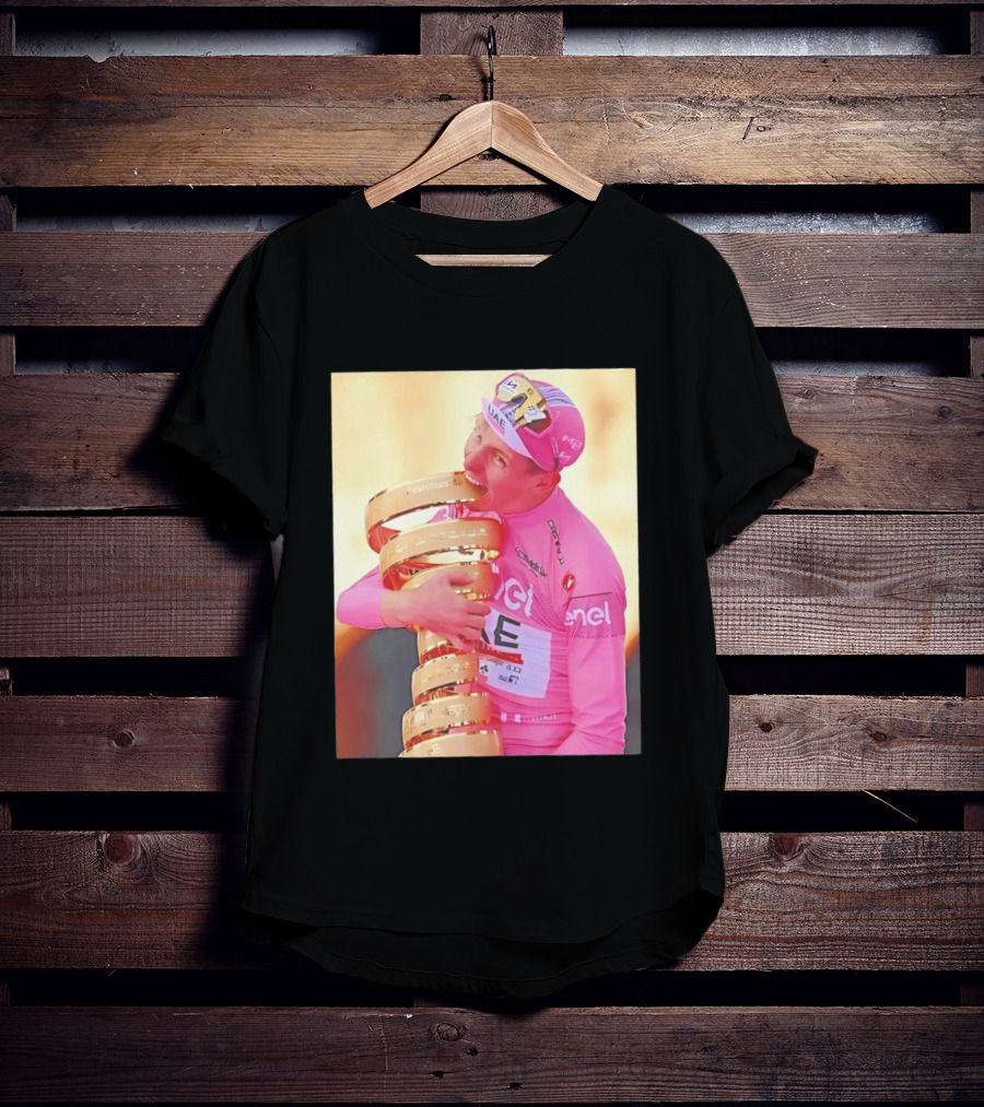 Tadej Pogačar Trophy Celebration UAE Pink Jersey T-Shirt