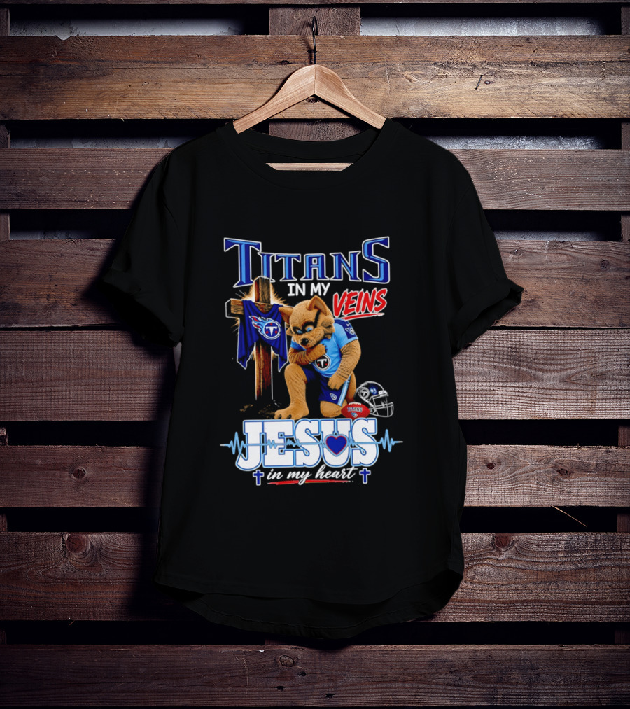 Tennessee Titans In My Veins Jesus In My Heart Rex T-Shirt