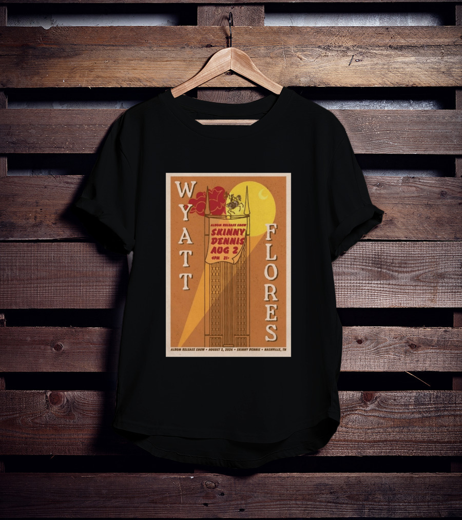 Wyatt Flores Album Release Show Skinny Dennis August 2 2026 Nashville TN T-Shirt