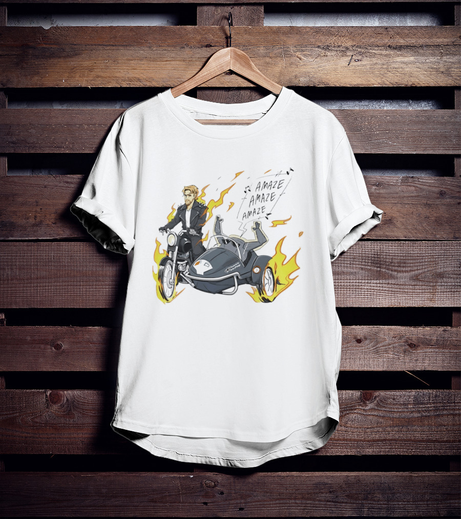 Amaze Amaze Amaze Ghost Rider Motorcycle Sidecar Flames T-Shirt