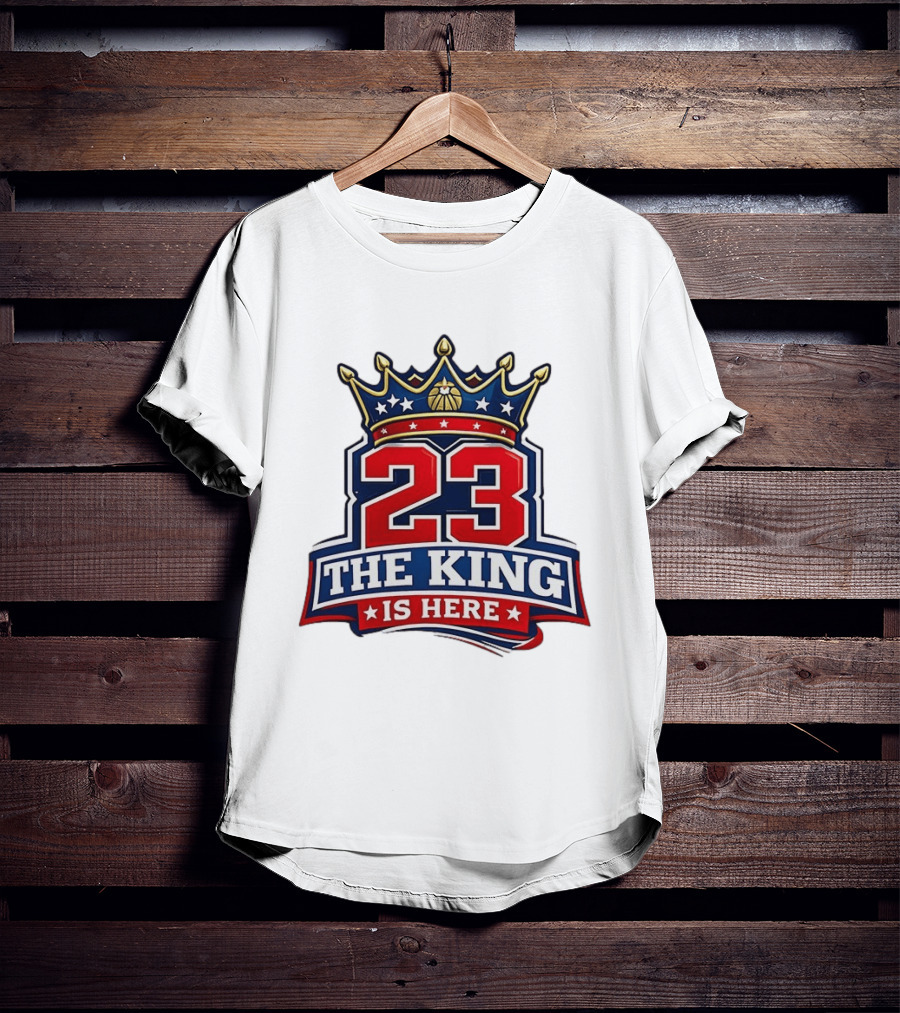 LeBron James 23 The King Is Here Crown Philadelphia 76ers NBA T-Shirt