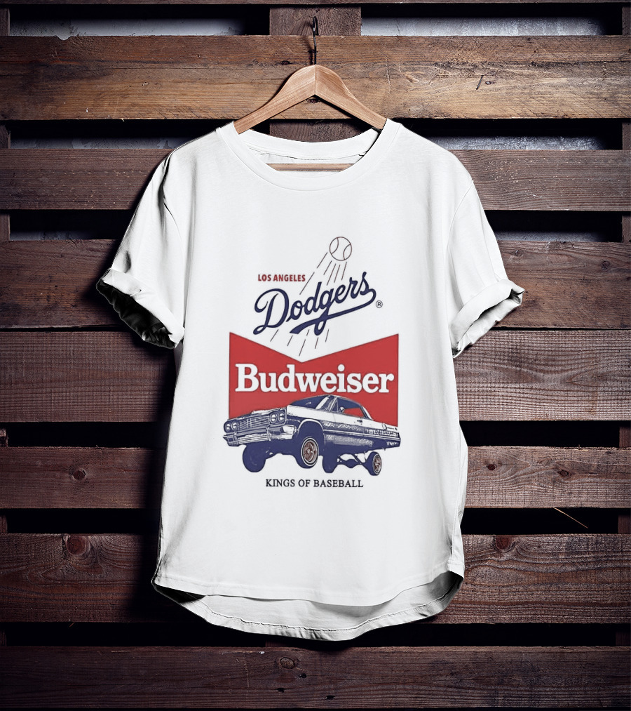 Los Angeles Dodgers Budweiser Kings Of Baseball Retro Car T-Shirt