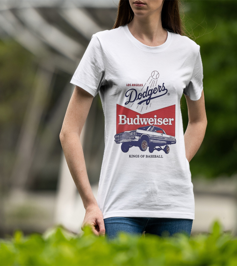 Los Angeles Dodgers Budweiser Kings Of Baseball Retro Car T-Shirt