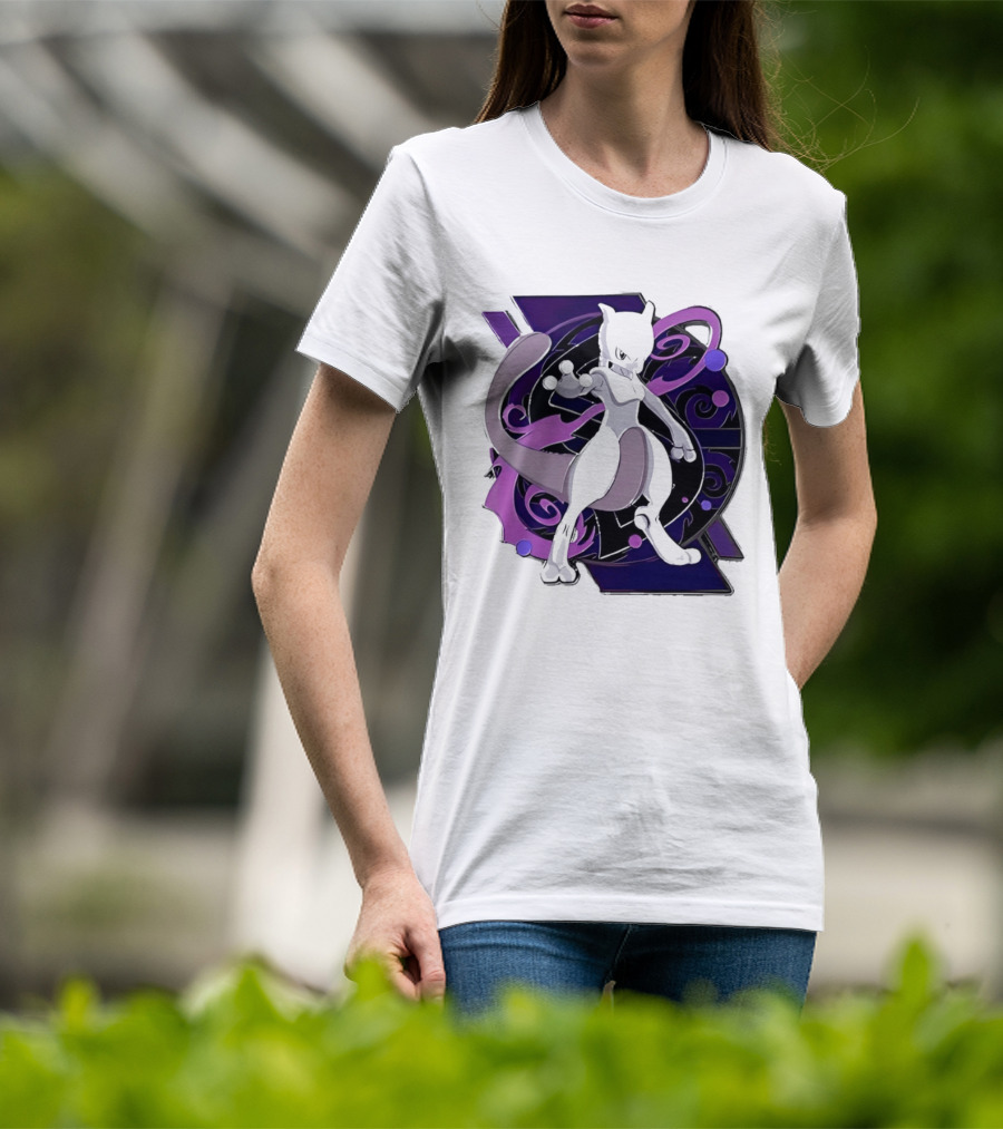 Pokemon Mewtwo Psychic Power Strike Dynamic Pose T-Shirt