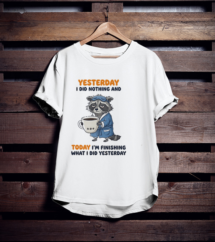 Yesterday I Did Nothing And Today Raccoon Finishing What I Did Yesterday T-Shirt