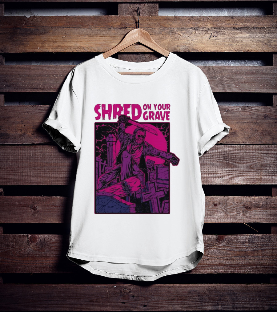 Shred On Your Grave Halloween Skateboarding Tombstones Horror T-Shirt