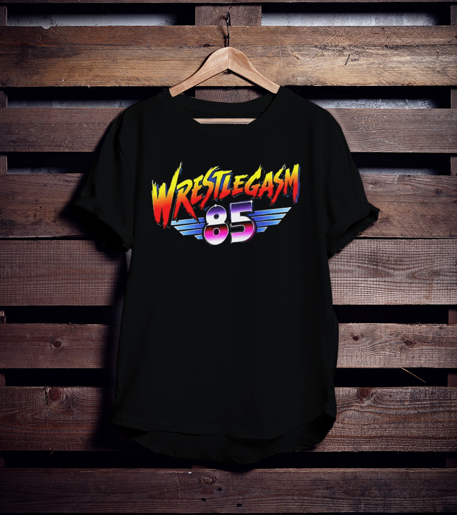 Barrett Pfeiffer Wrestlegasm 85 Retro Style Font Winged T-Shirt