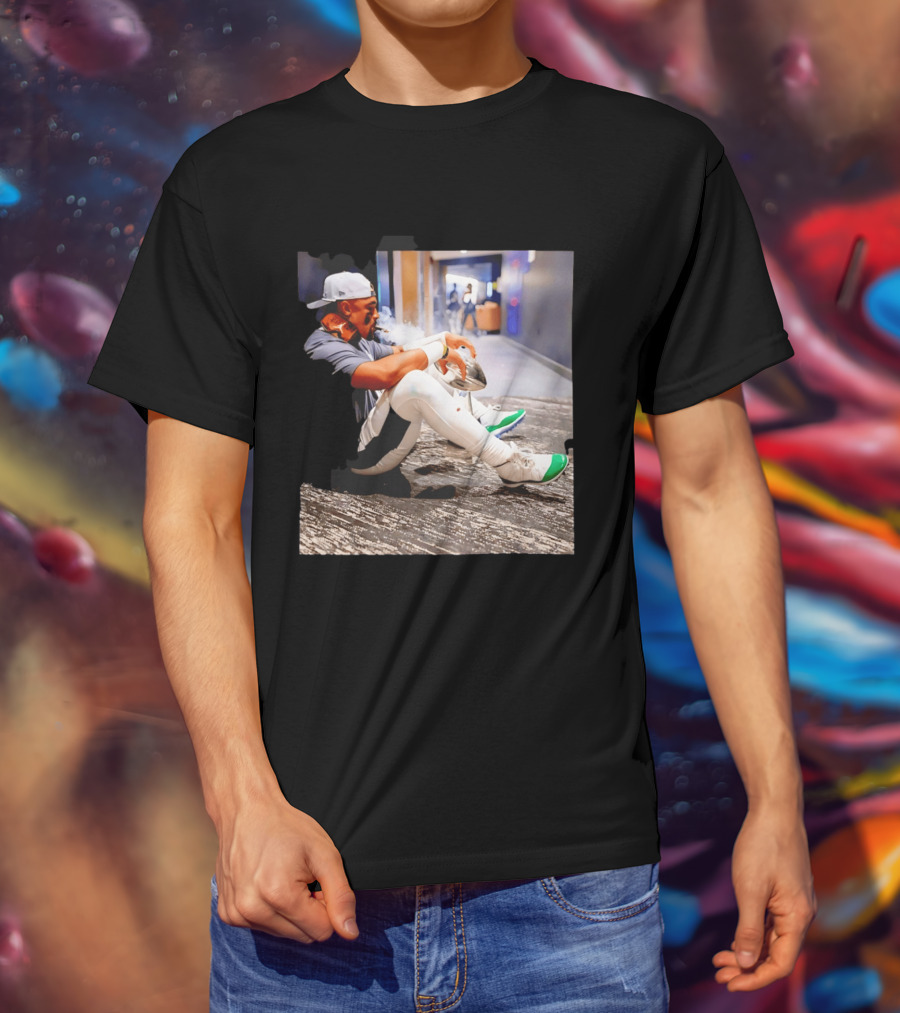 Jalen Hurts Philadelphia Eagles Smoking Trophy Cigar Celebratory Moment T-Shirt