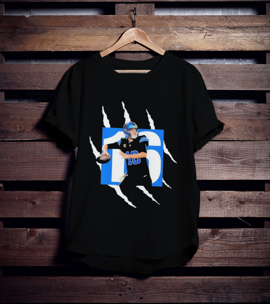 Jared Goff 16 Claw Scratch Football Quarterback T-Shirt