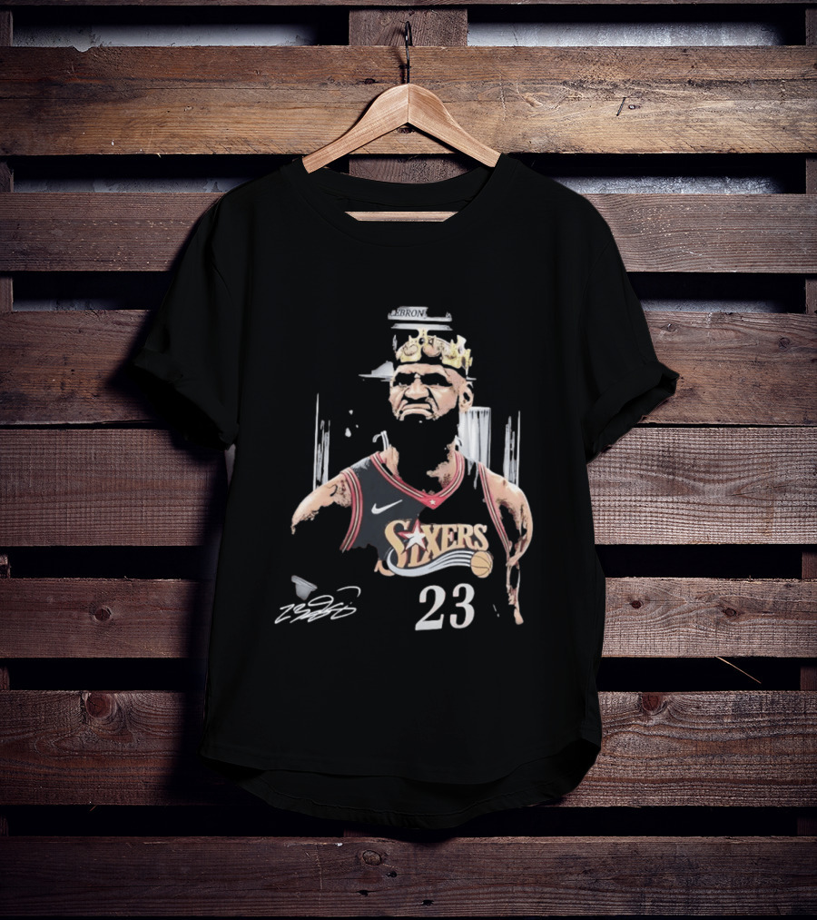 Philadelphia 76ers LeBron James Crown 23 Signature Basketball T-Shirt