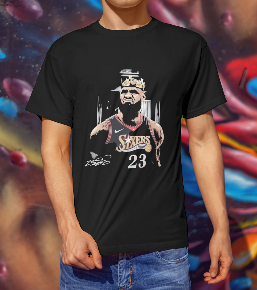 Philadelphia 76ers LeBron James Crown 23 Signature Basketball T-Shirt