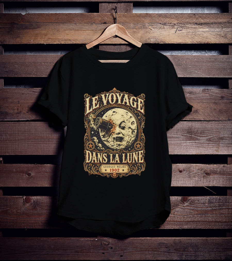 Le Voyage Dans La Lune Georges Méliès 1902 Vintage Space Adventure Moon Face T-Shirt