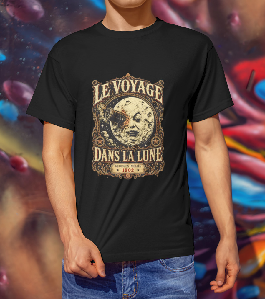 Le Voyage Dans La Lune Georges Méliès 1902 Vintage Space Adventure Moon Face T-Shirt