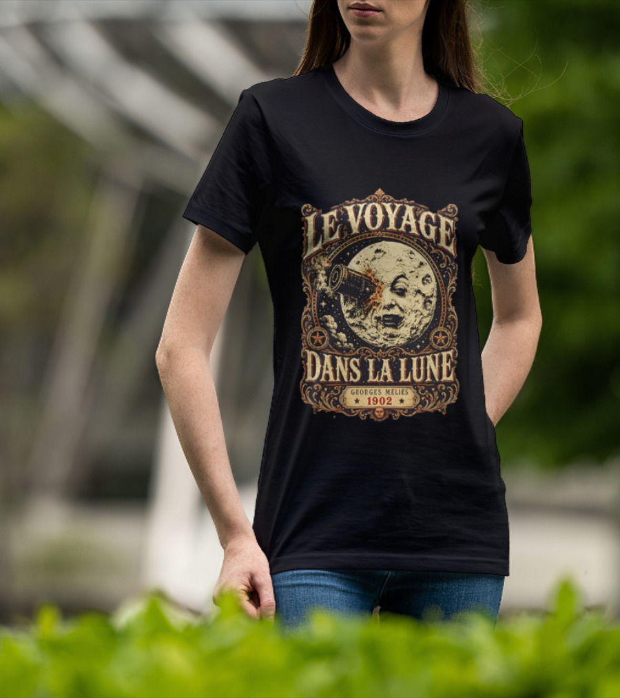 Le Voyage Dans La Lune Georges Méliès 1902 Vintage Space Adventure Moon Face T-Shirt