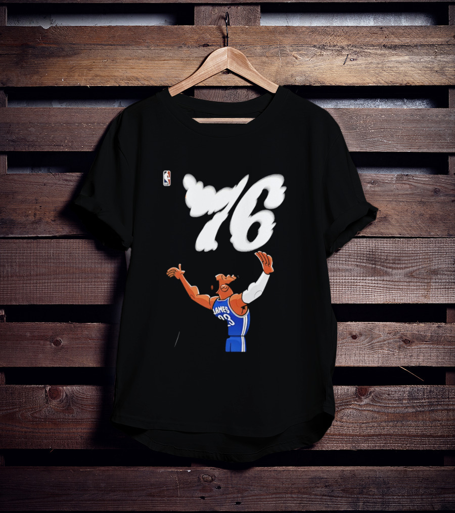 LeBron James 23 Cartoon 76 Philadelphia NBA Jersey Basketball T-Shirt