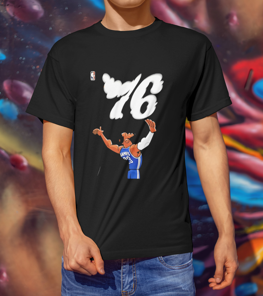 LeBron James 23 Cartoon 76 Philadelphia NBA Jersey Basketball T-Shirt