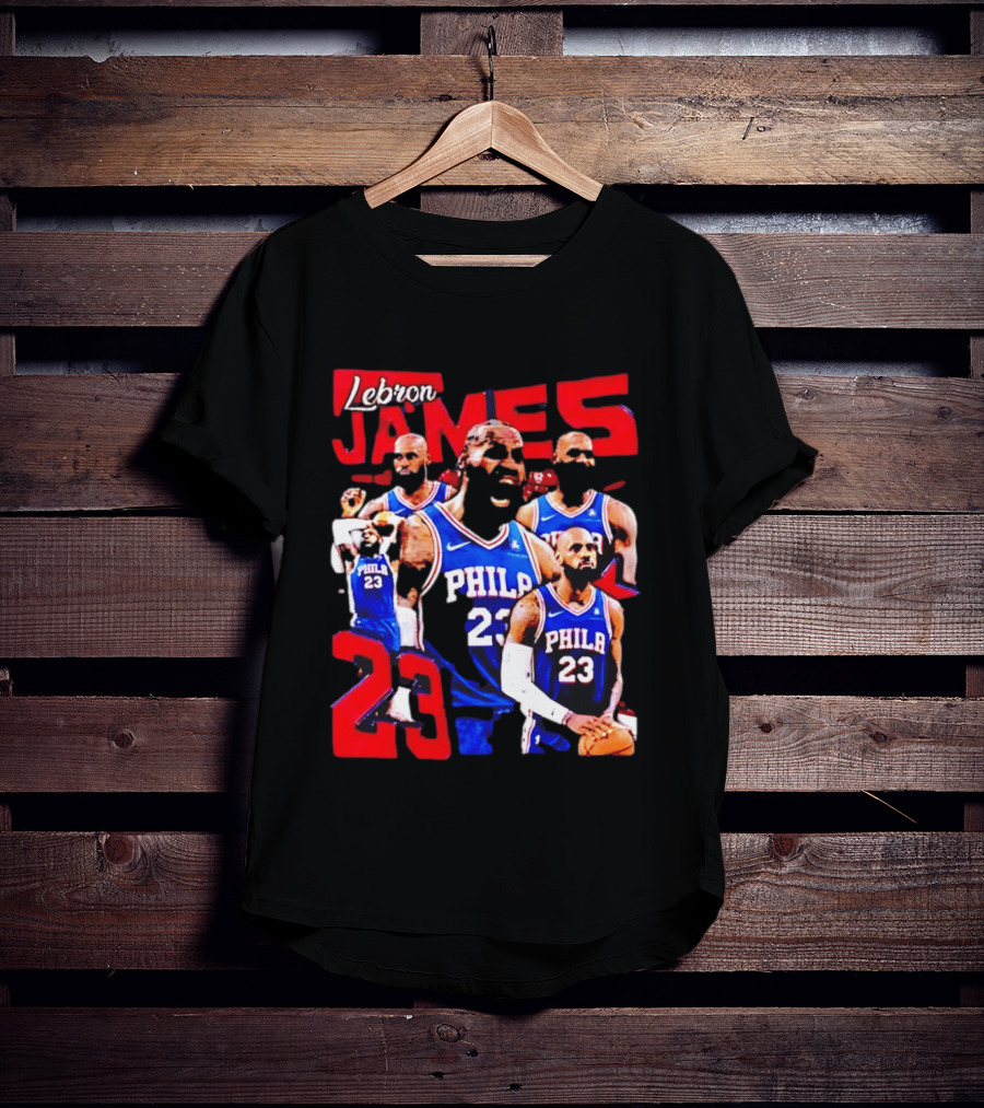LeBron James No 23 Philadelphia 76ers Collage Legends T-Shirt