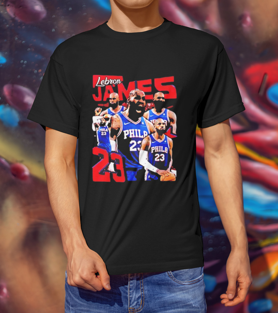 LeBron James No 23 Philadelphia 76ers Collage Legends T-Shirt