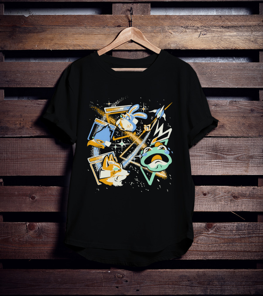 Star Fox Slippy Toad Peppy Hare Falco Lombardi Retro Game Characters T-Shirt