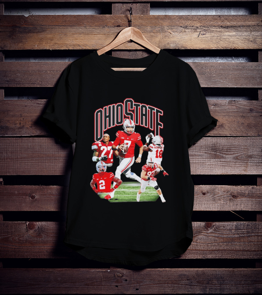 Ohio State Football Collage Featuring Harrison Jr And Star Players T-Shirt