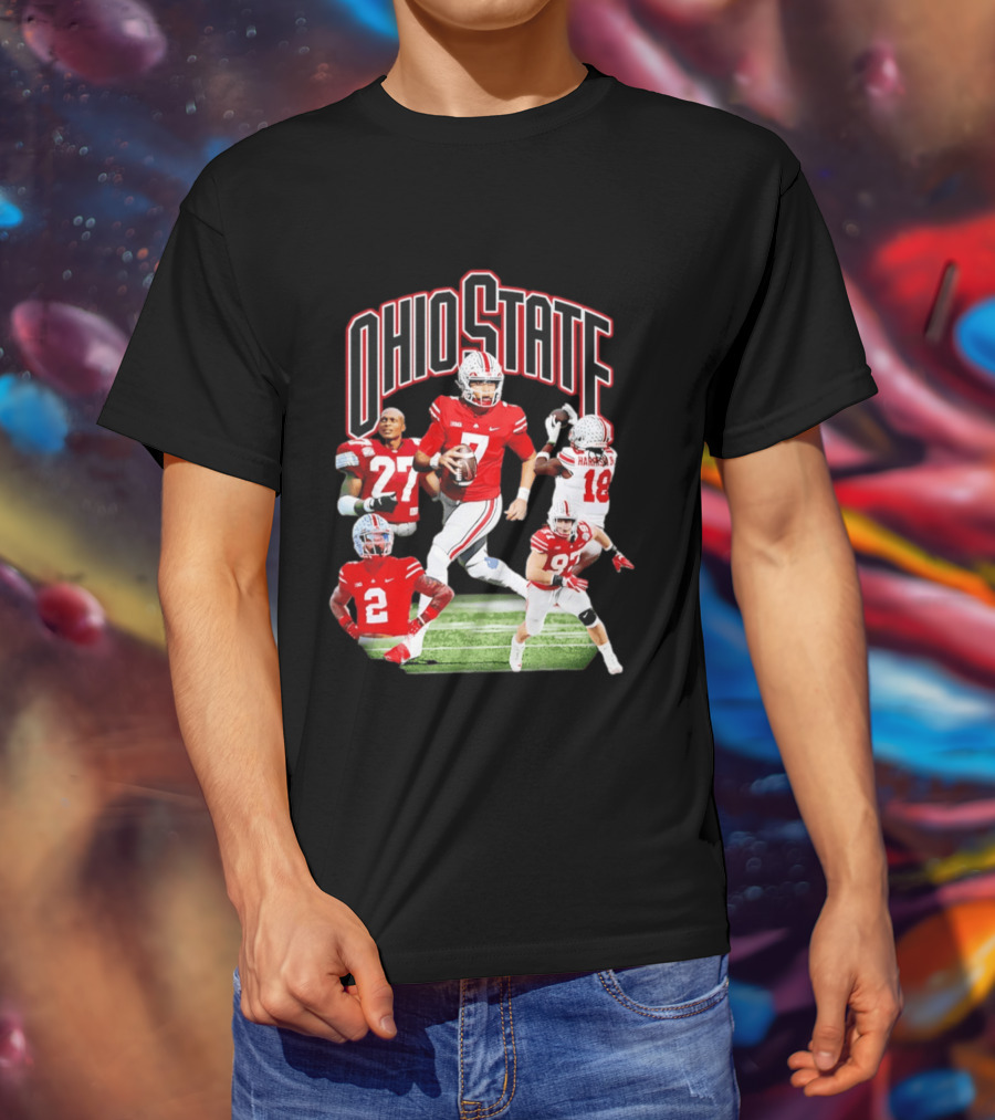 Ohio State Football Collage Featuring Harrison Jr And Star Players T-Shirt