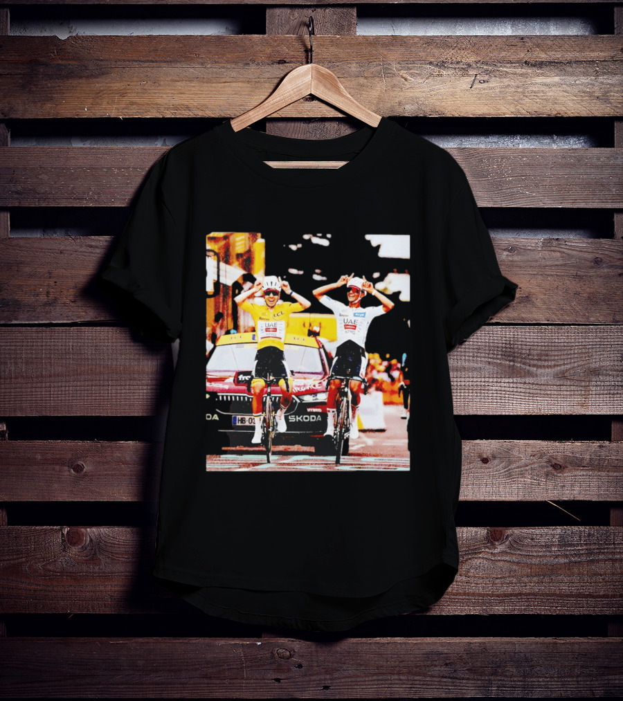 Tadej Pogačar Isaac Del Toro UAE Team Emirates Cycling Skoda Tour Celebratory Finish T-Shirt