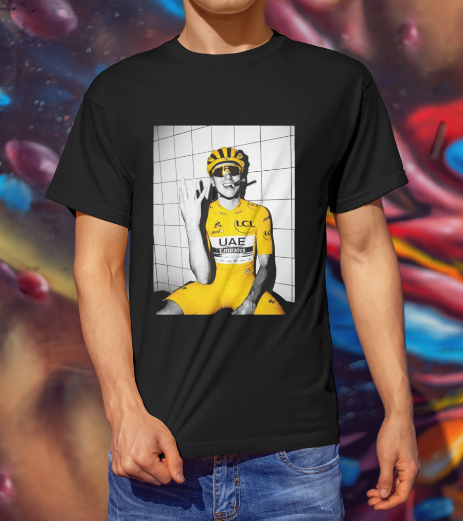Tadej Pogačar UAE Emirates LCL Yellow Jersey Cycling Champion T-Shirt