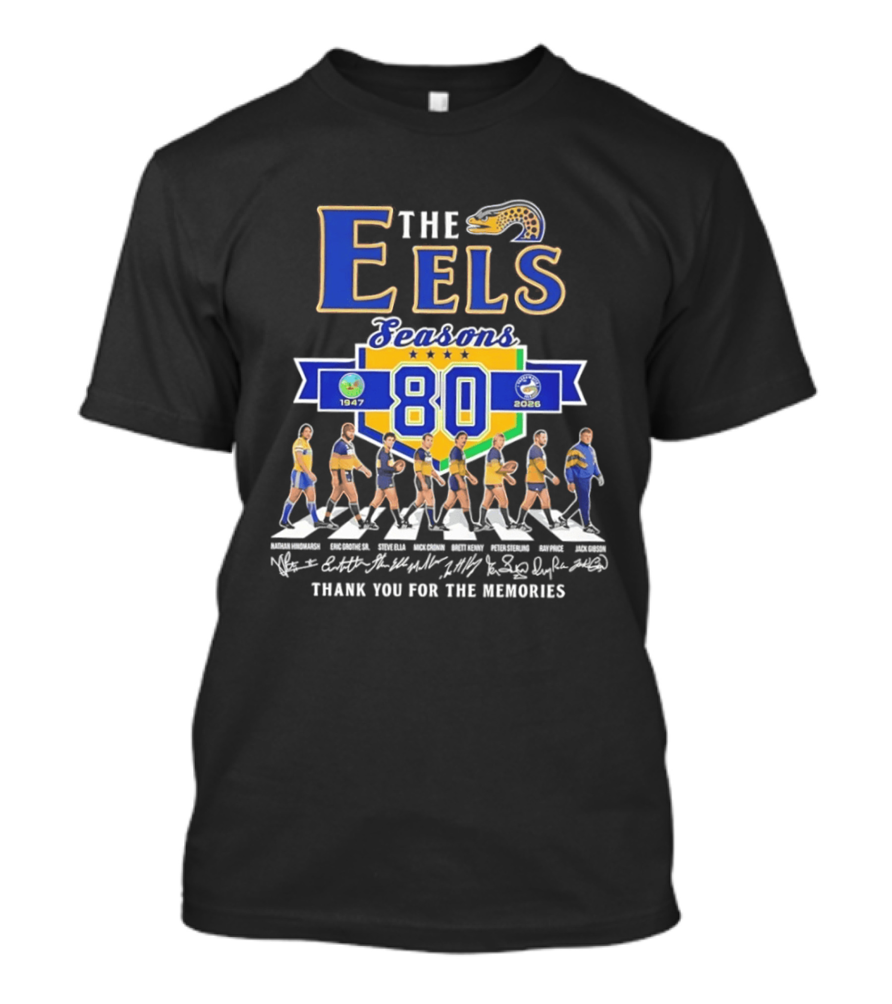 Parramatta Eels The Eels 80 Seasons 1947 2026 Abbey Road Thank You For The Memories T-Shirt