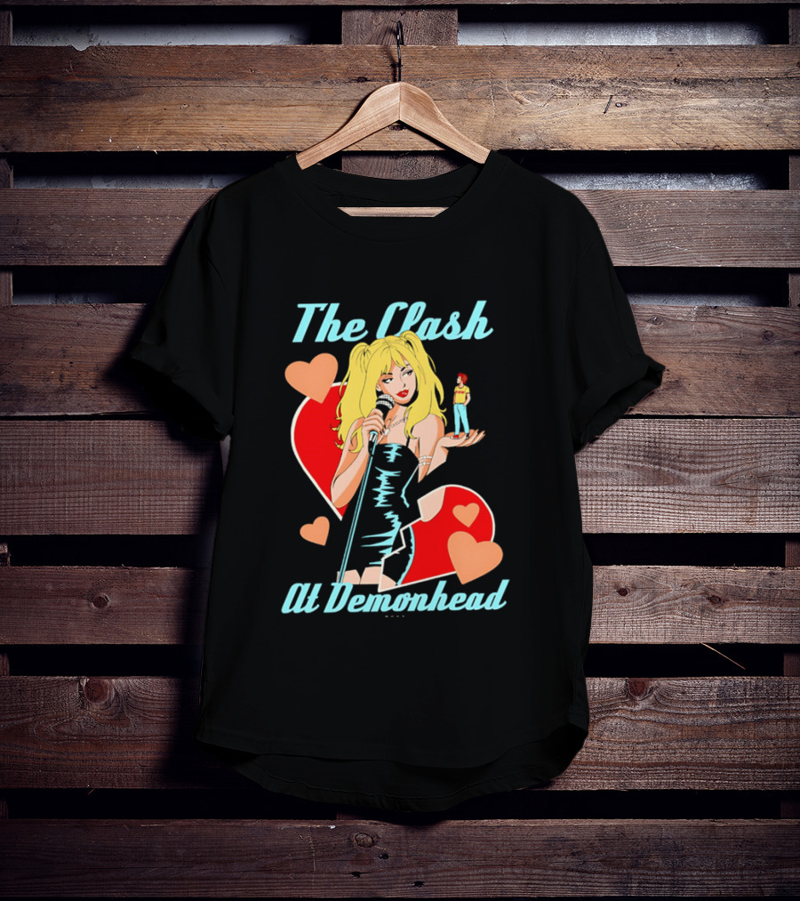 The Clash At Demonhead Heart And Singer With Microphone And Red Haired Figure T-Shirt
