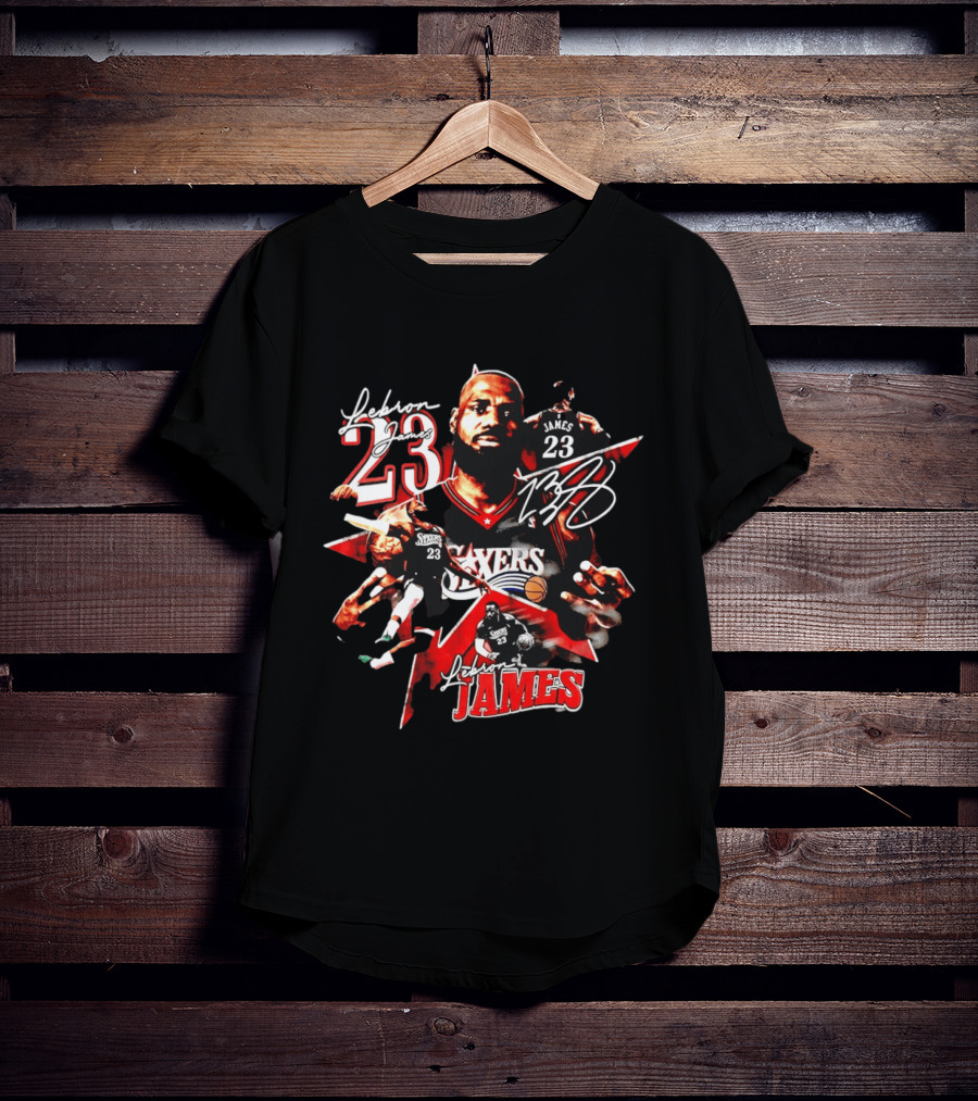 Philadelphia 76ers LeBron James 23 Collage Basketball Fan Gear T-Shirt