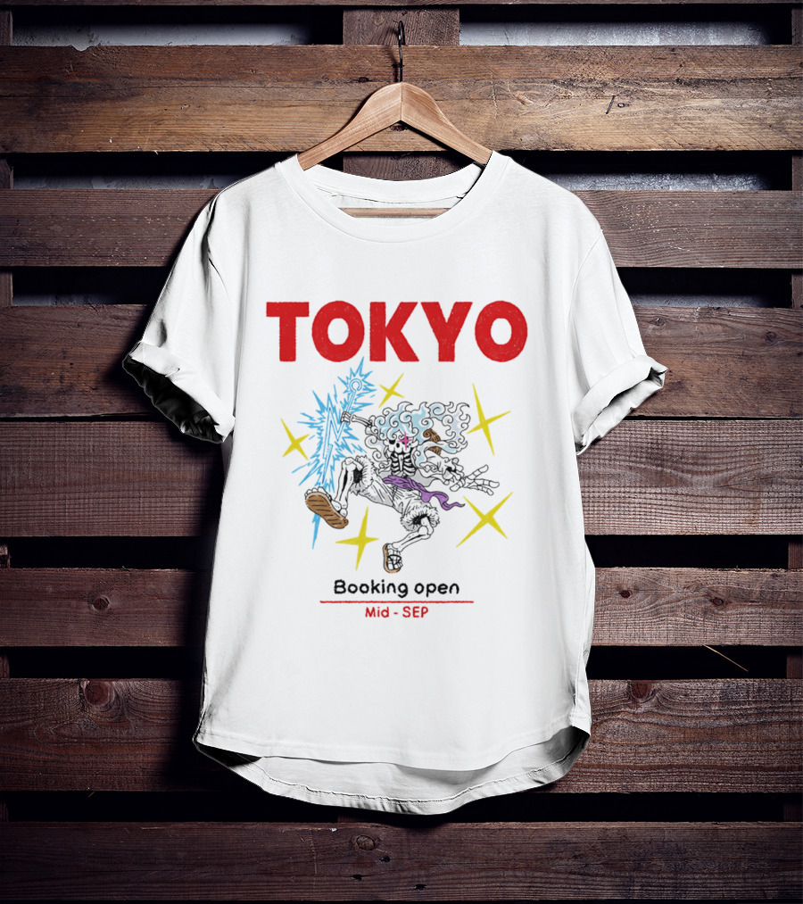 Tokyo Booking Open Mid Sep One Piece Luffy Skeleton Burst T-Shirt