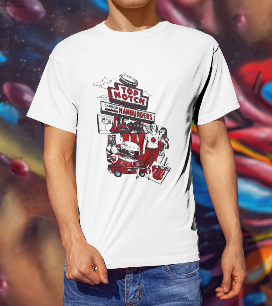 Top Notch Hamburgers Liberty Car Drink Charcoal Vibes T-Shirt