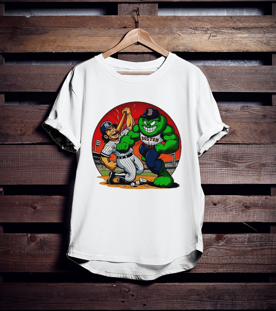 Boston Red Sox Vs New York Yankees Rivalry Cartoon Monsters Showdown T-Shirt