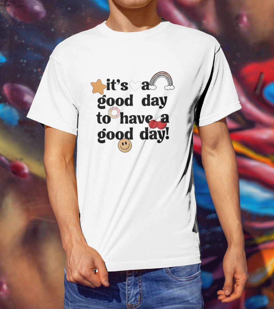It's A Good Day To Have A Good Day Star Heart Rainbow Cherries Smiley T-Shirt